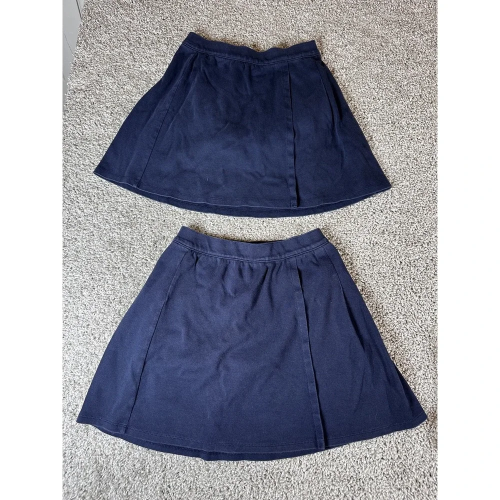 Lot of 2 Girls Oshkosh B'gosh Uniform Skirts Sz 12A Navy Pleated Pull On Stretch